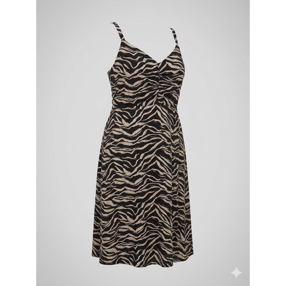 Torrid Midi Challis Skater Dress Women 3X Black Cream Zebra Print Mob Wife Y2K